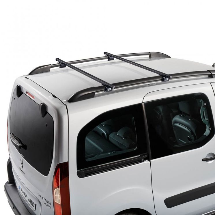 Jeu de 2 barres de toit en acier pour Renault Express Van dès 2021 - avec barres longitudinales